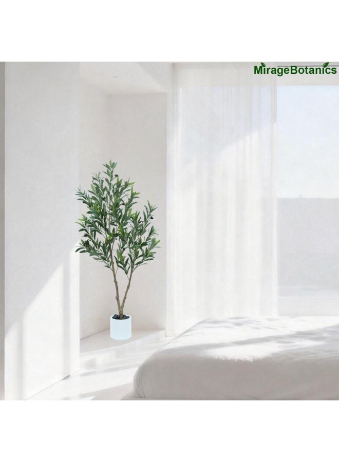 MirageBotanics Artificial Olive Trees Indoor,Faux Olive Tree 2 Trunks with White Planter Pot,Artificial Plants Lifelike Fruits for Office Meeting Room Living Room Indoor Outdoor Home Decor - Image 4